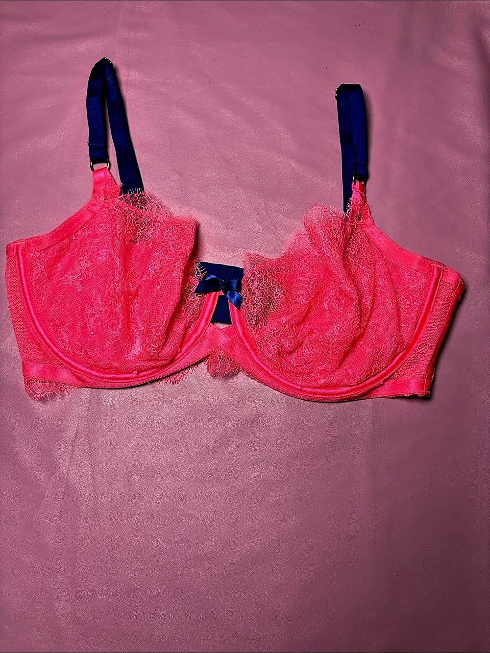 Victoria's Secret Very Sexy Unlined Demi Bra Lace Underwire Bra in Pink & Blue